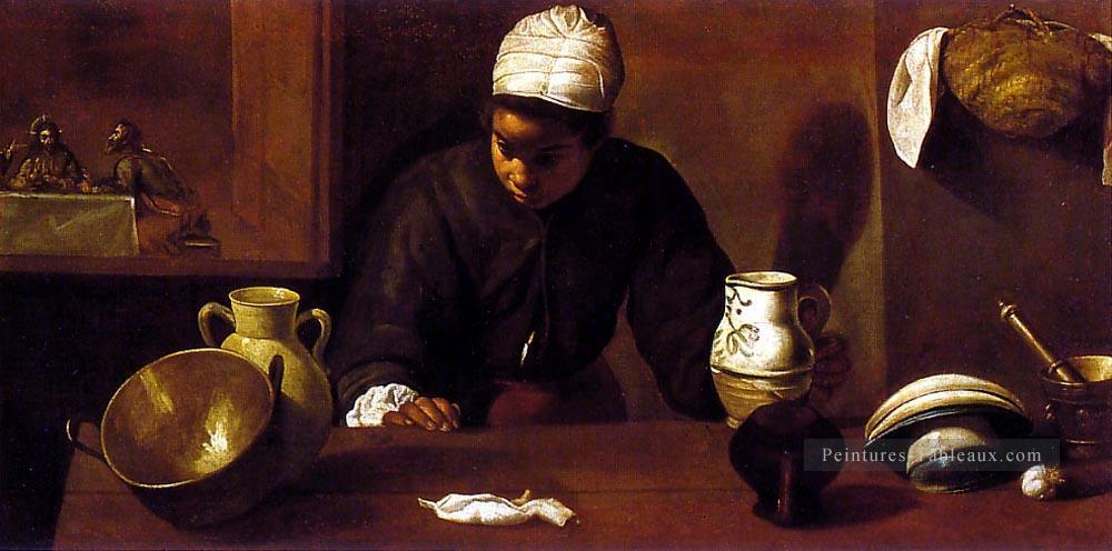 Scène de cuisine avec le souper d’Emmaüs Diego Velázquez Peintures à l'huile